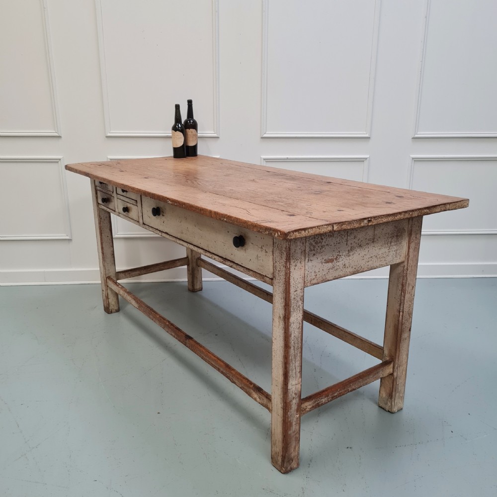 Antique Original Paint Preparation Serving Table c1850 View II