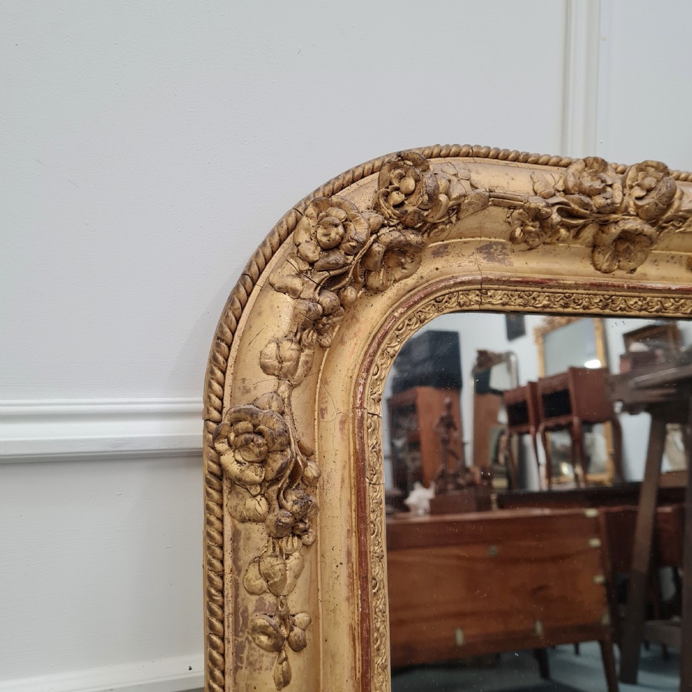 Antique Pretty French Gilded Mirror c1840  View III