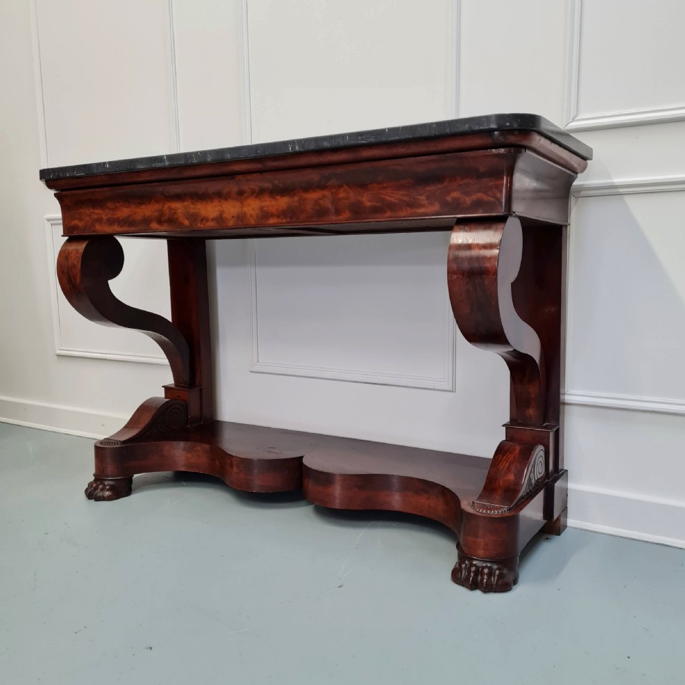 Large French Flame Mahogany Console Table C1830  View IV