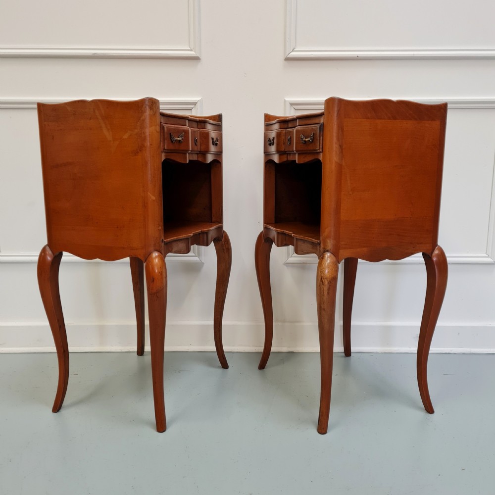 Pair of Cherry Antique French Bedside Tables C1920