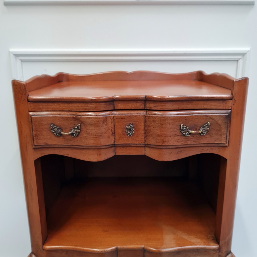 Pair of Cherry Antique French Bedside Tables C1920 View II