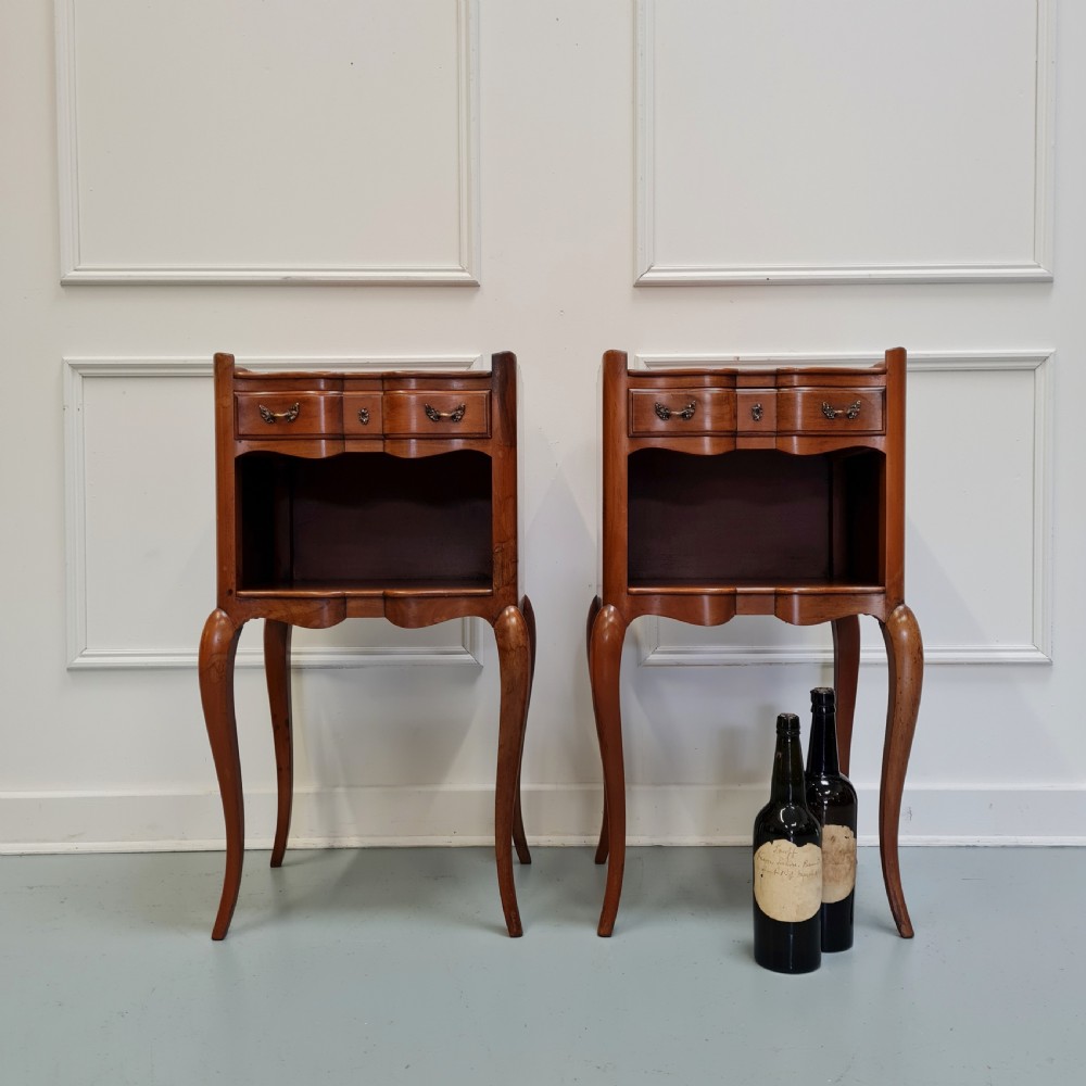 Pair of Cherry Antique French Bedside Tables C1920 View III