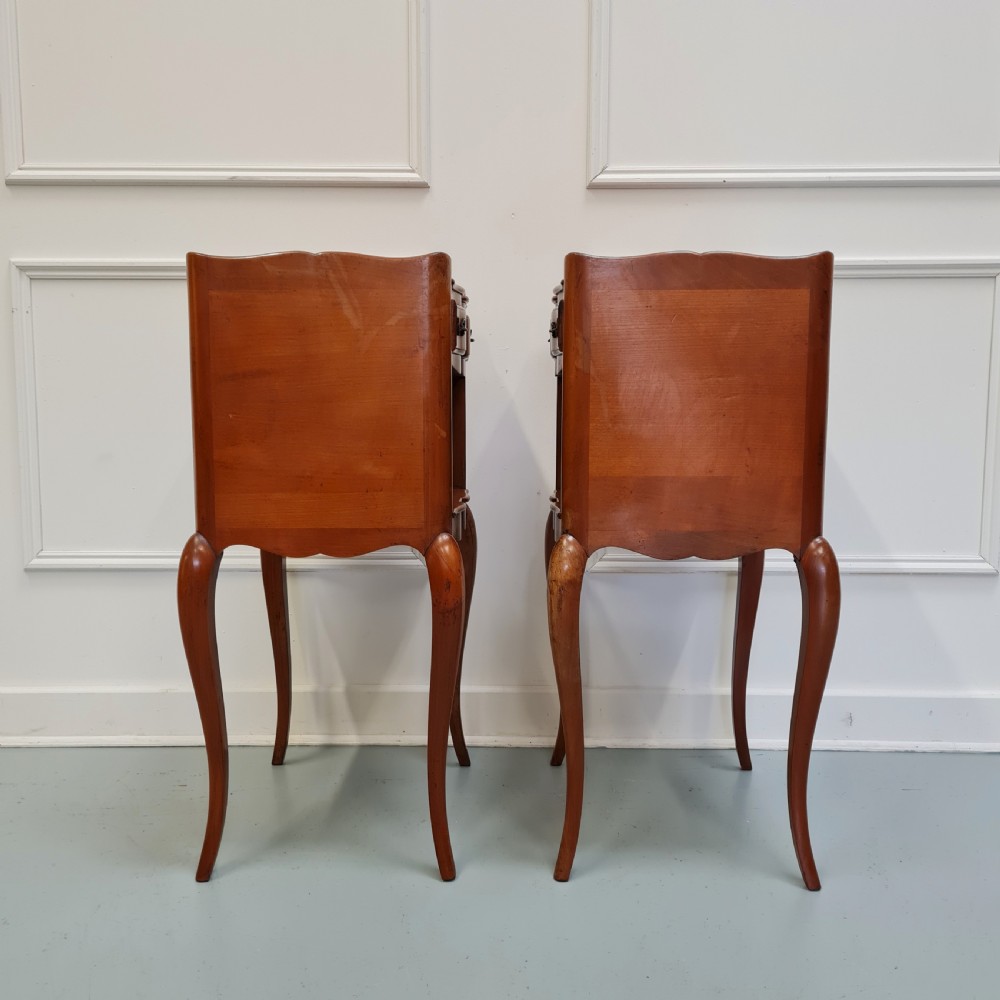 Pair of Cherry Antique French Bedside Tables C1920 View V