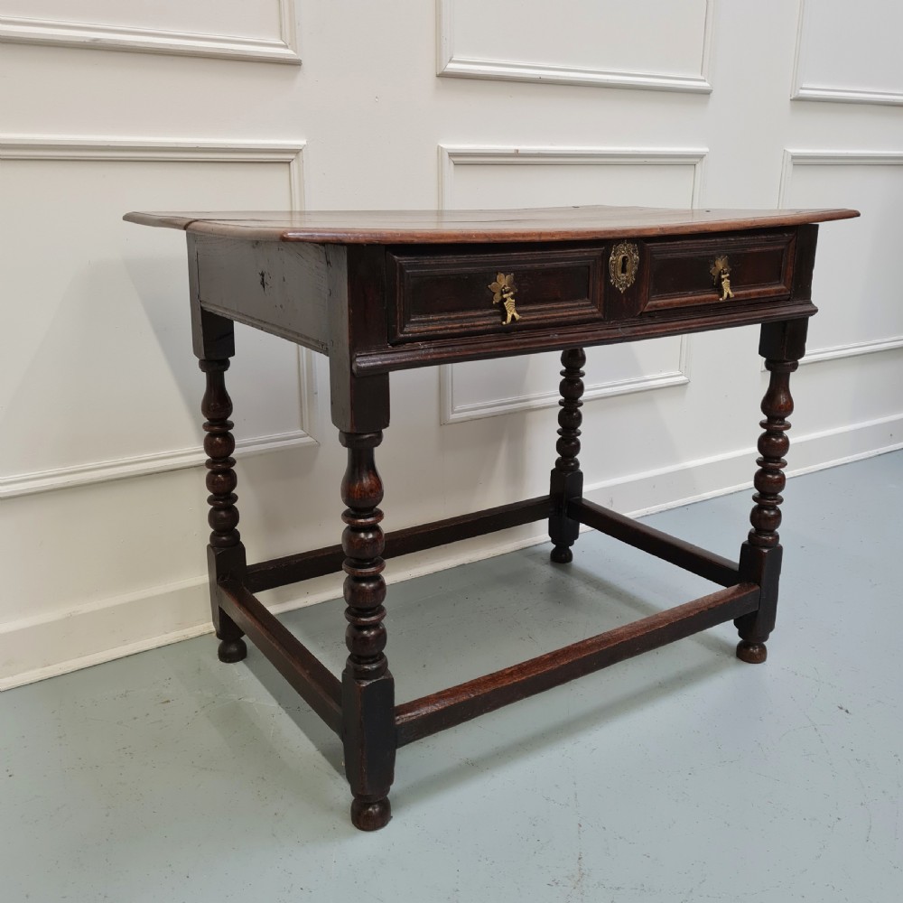 Antique English Early Period Oak Side Table C1680 View II