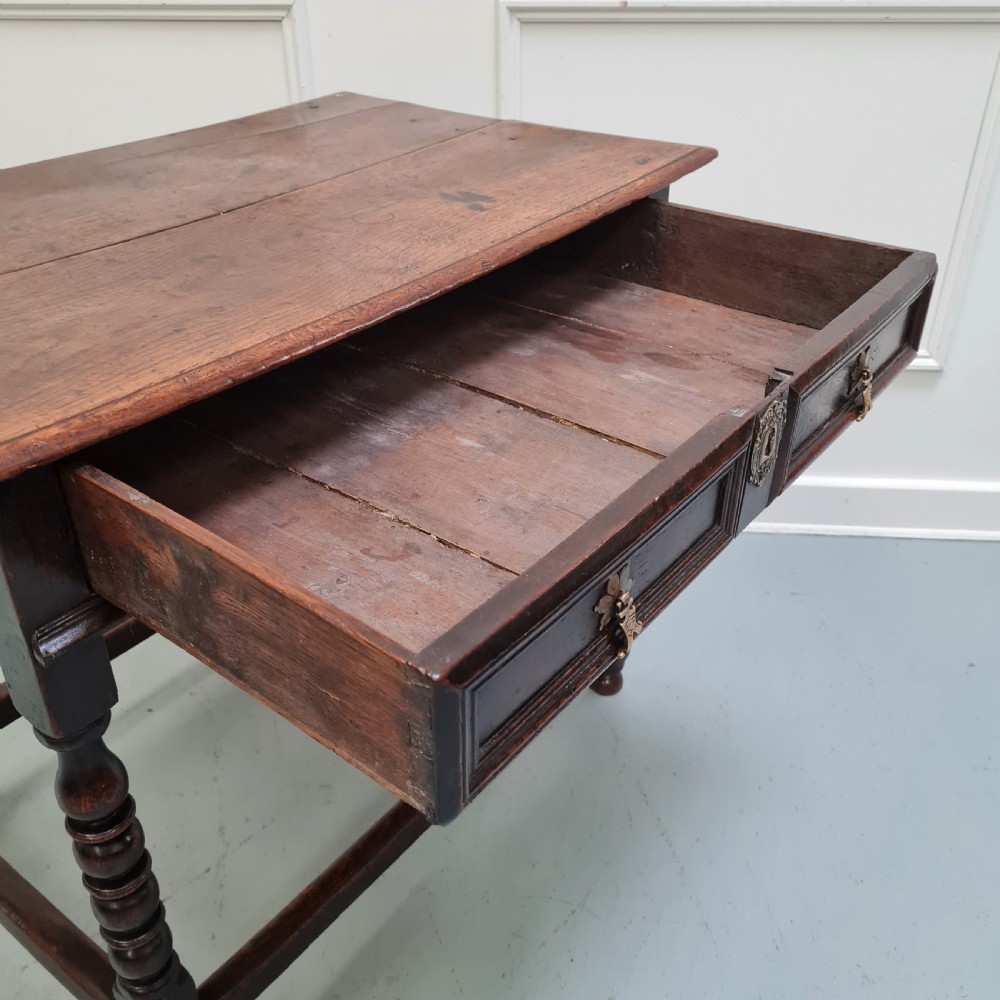Antique English Early Period Oak Side Table C1680 View V