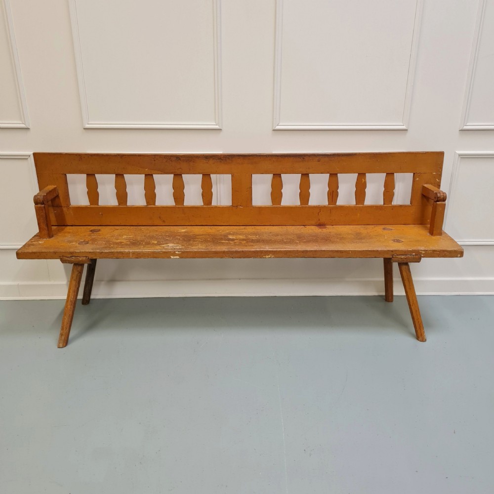 Antique Primitive Yellow Bench C1880