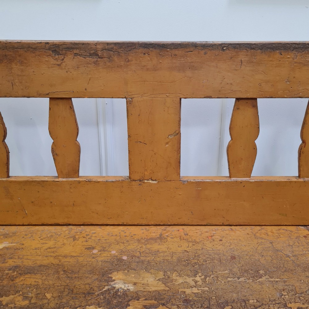 Antique Primitive Yellow Bench C1880 View II