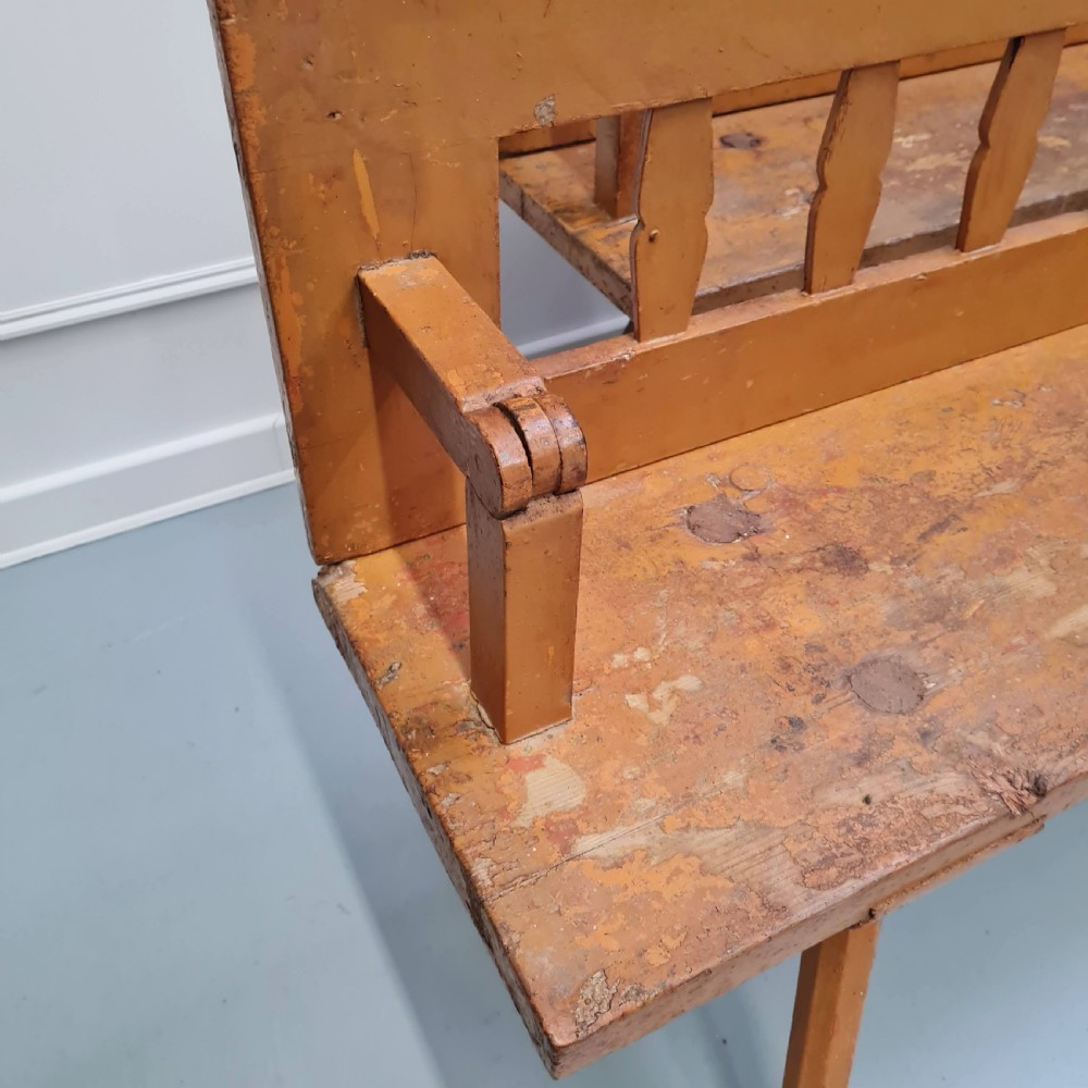 Antique Primitive Yellow Bench C1880 View III
