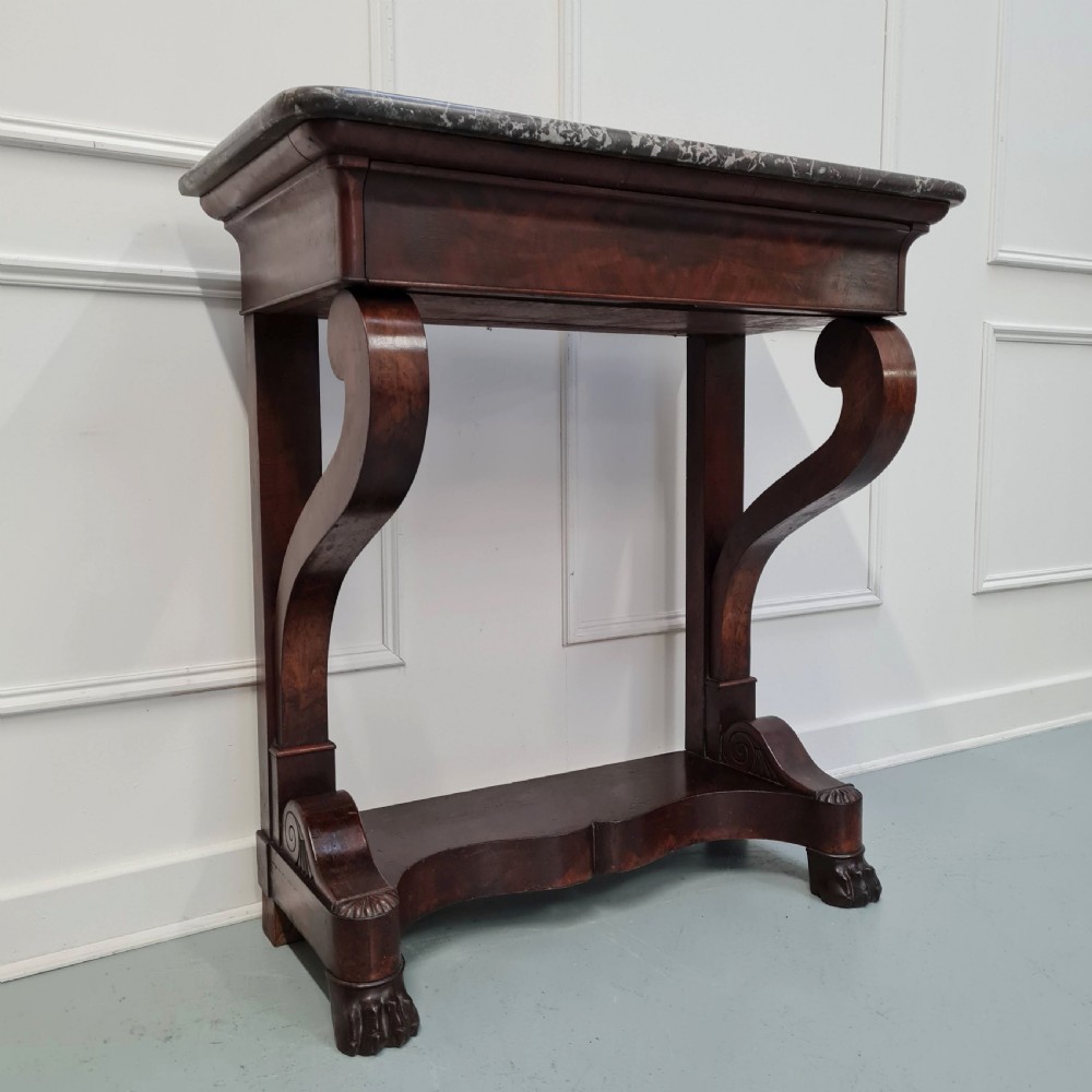 Small French Flame Mahogany Console Table C1830