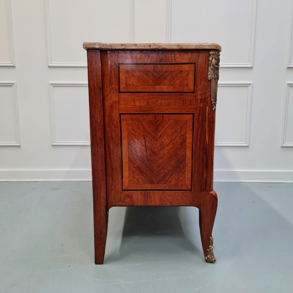 Transitional Style Antique French Variegated Marble Commode C1900 View III