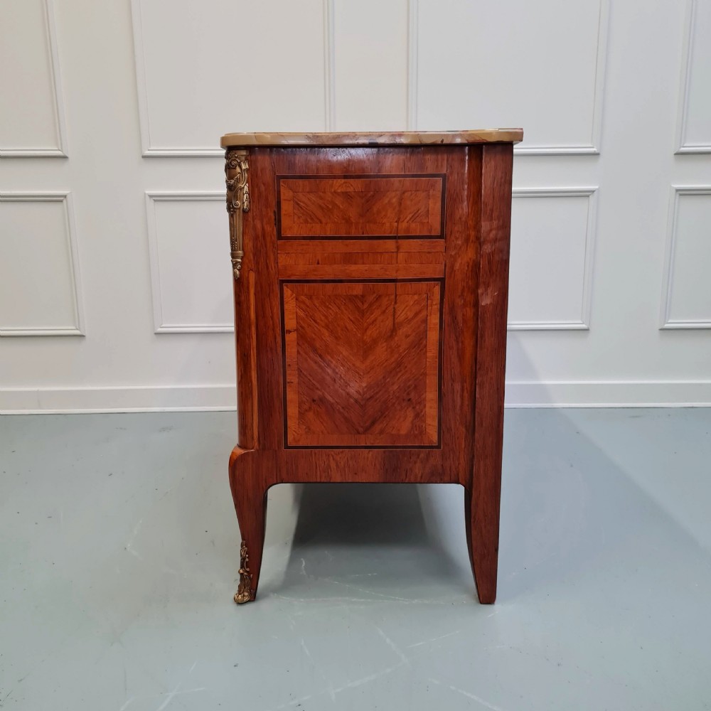 Transitional Style Antique French Variegated Marble Commode C1900 View VI