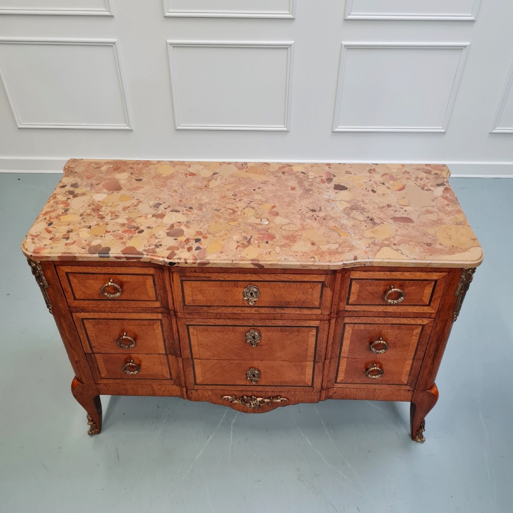 Transitional Style Antique French Variegated Marble Commode C1900 View VII