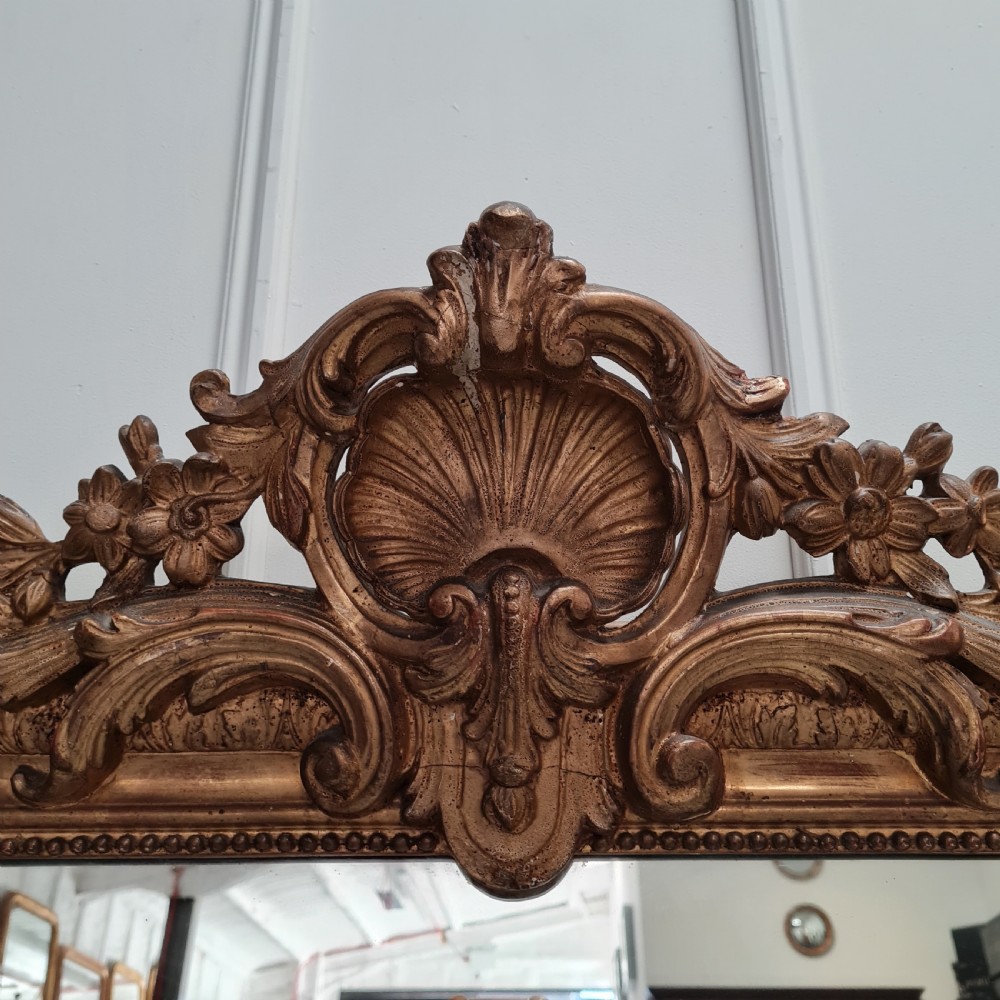 Antique French Mirror with Scallop Top c1870 View II