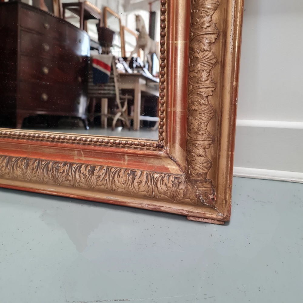 Antique French Mirror with Scallop Top c1870 View V