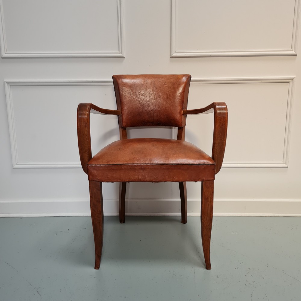 French Leather Bridge Desk Chair C1930 View II