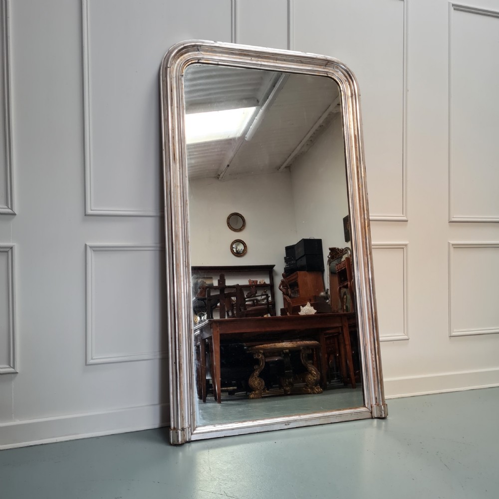 Very Large Louis Philippe Antique Silver Mirror c1890