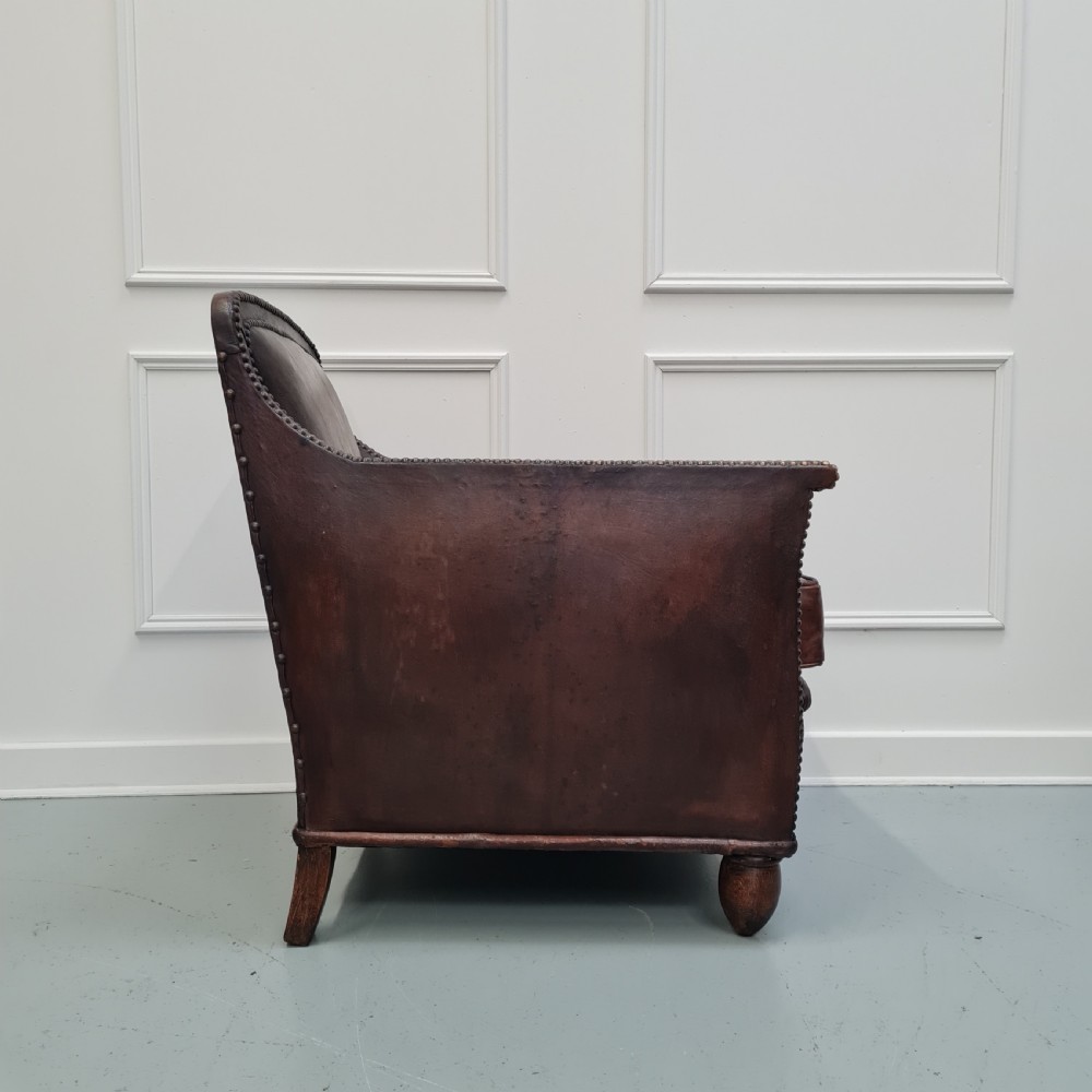 Antique 1920s French Leather Armchair View III
