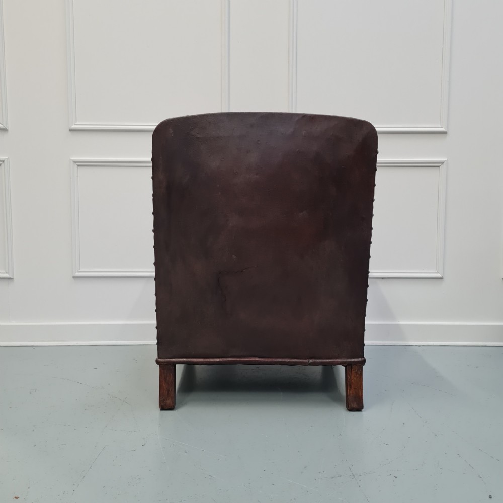 Antique 1920s French Leather Armchair View IV