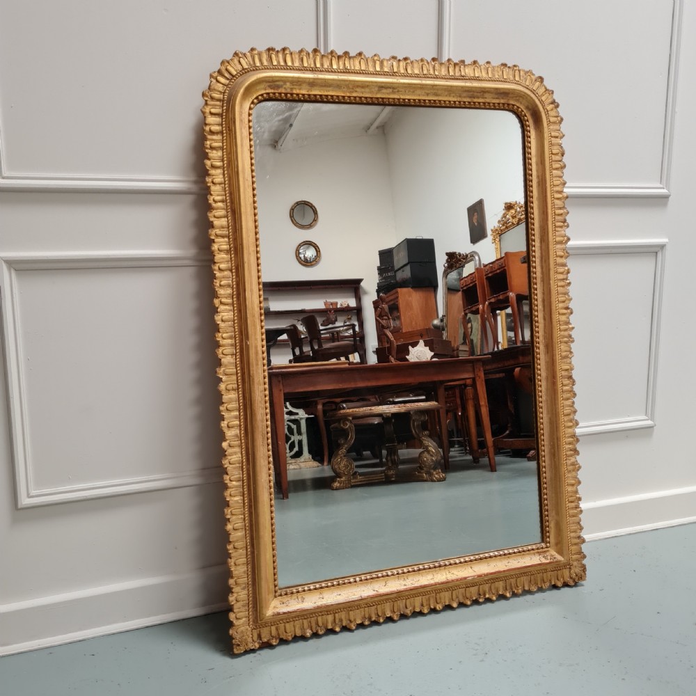 Antique Unusual French Gilded Mirror c1870