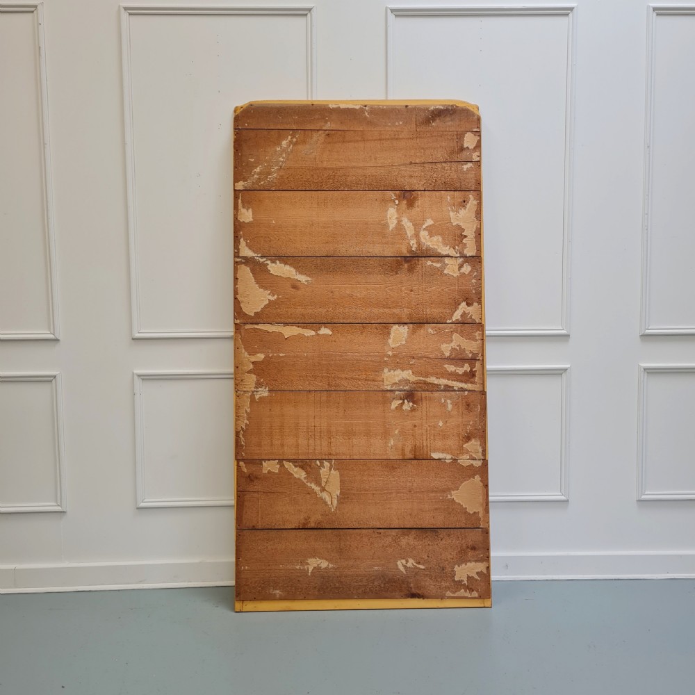 A tall rectangular French antique floor mirror featuring a gold gilded frame with rounded top corners and leaf details. View II