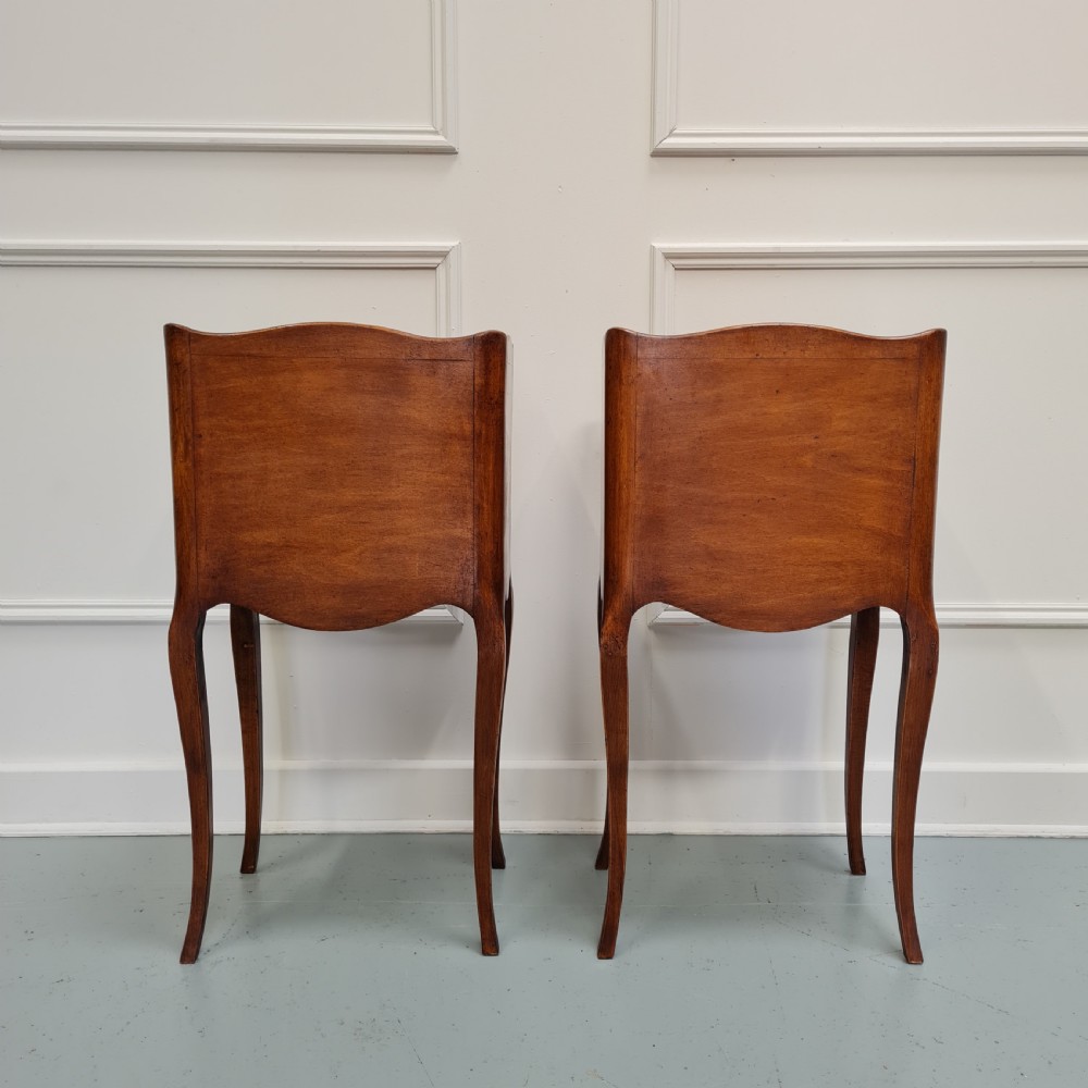 Pair of Cherrywood Antique French Bedside Tables c1930 View V