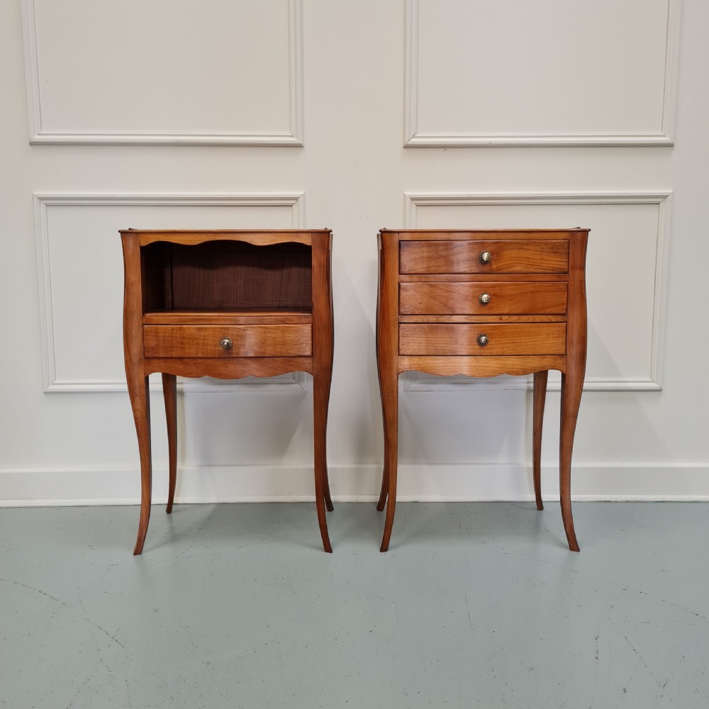 Pair of Antique Cherry French Bedside Tables c1930