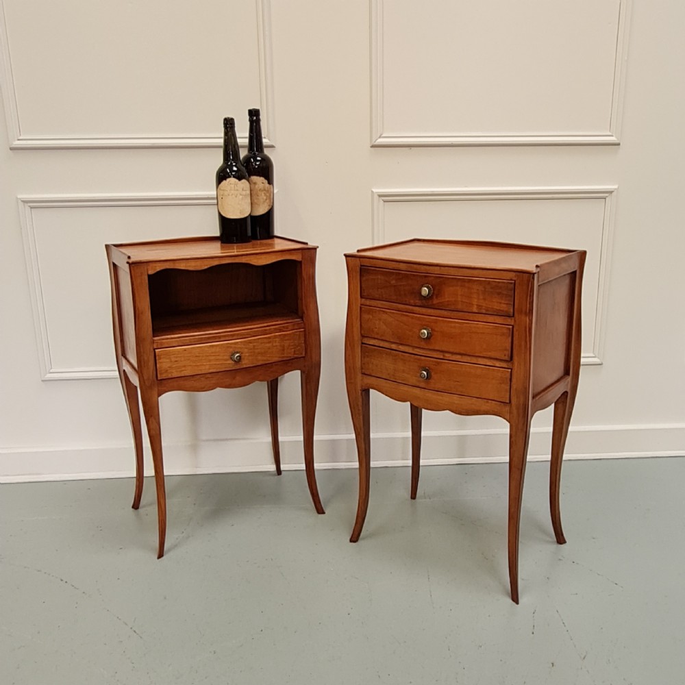 Pair of Antique Cherry French Bedside Tables c1930 View III