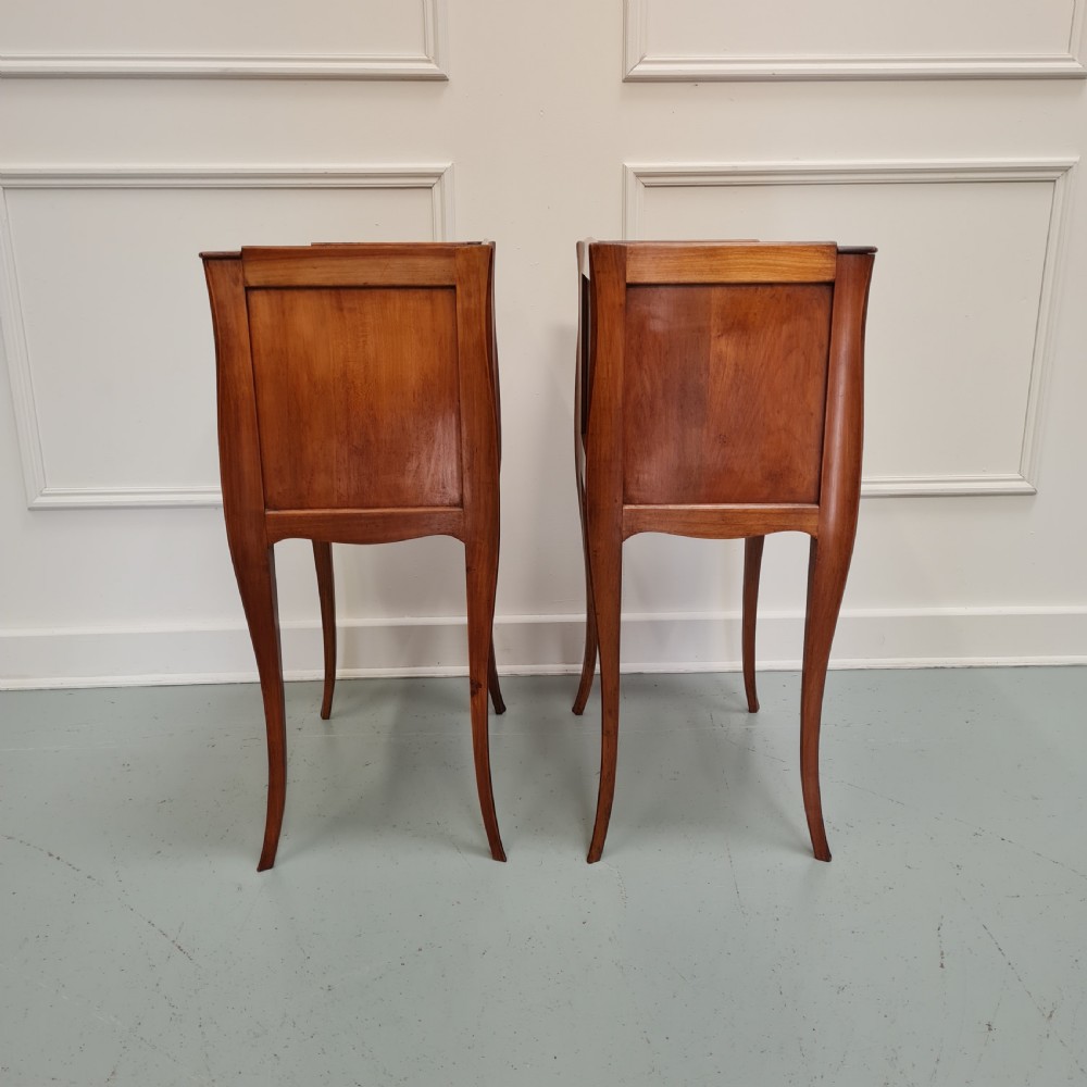 Pair of Antique Cherry French Bedside Tables c1930 View IV