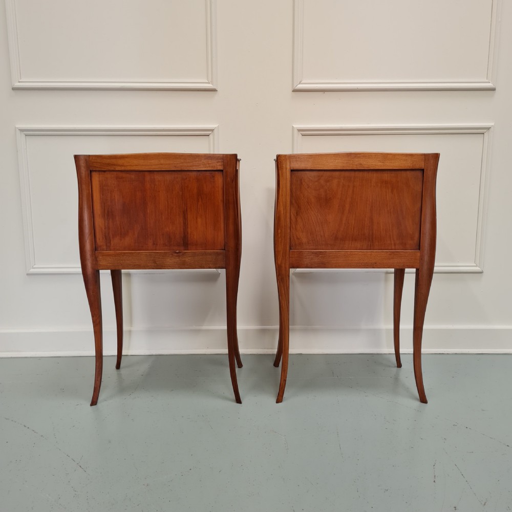 Pair of Antique Cherry French Bedside Tables c1930 View V