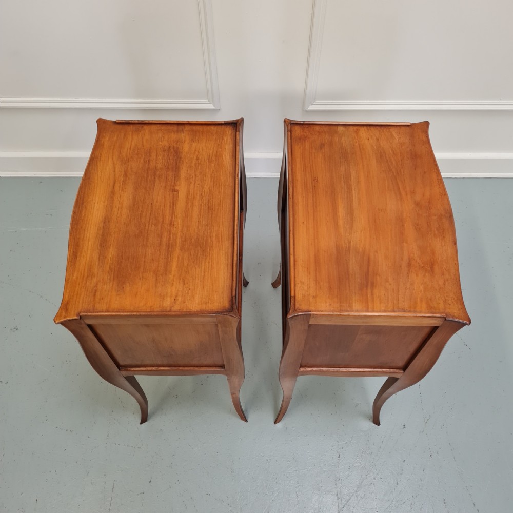 Pair of Antique Cherry French Bedside Tables c1930 View VI