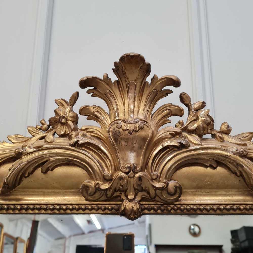 Antique Wide French Gilded Mirror c1880 View II