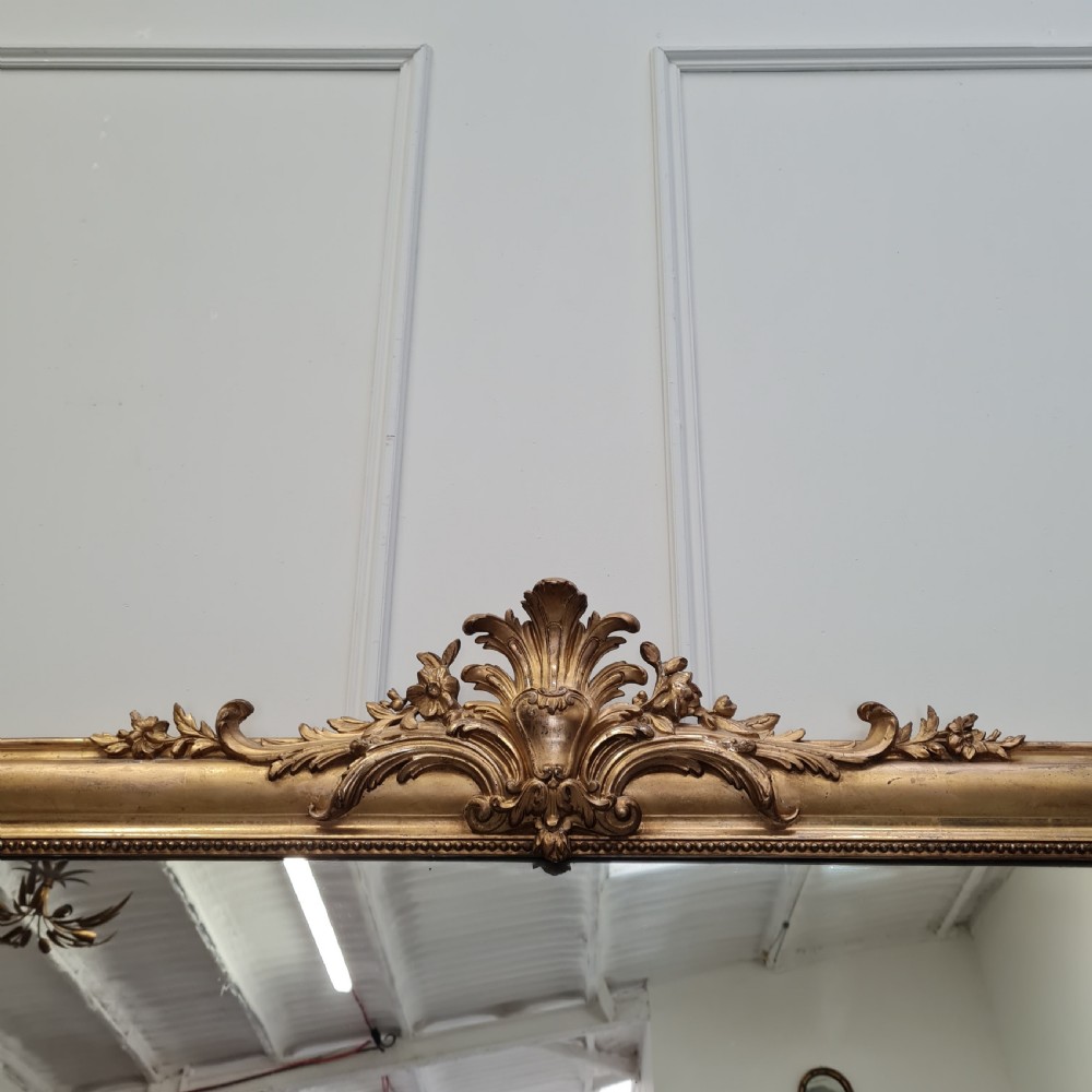 Antique Wide French Gilded Mirror c1880 View VI
