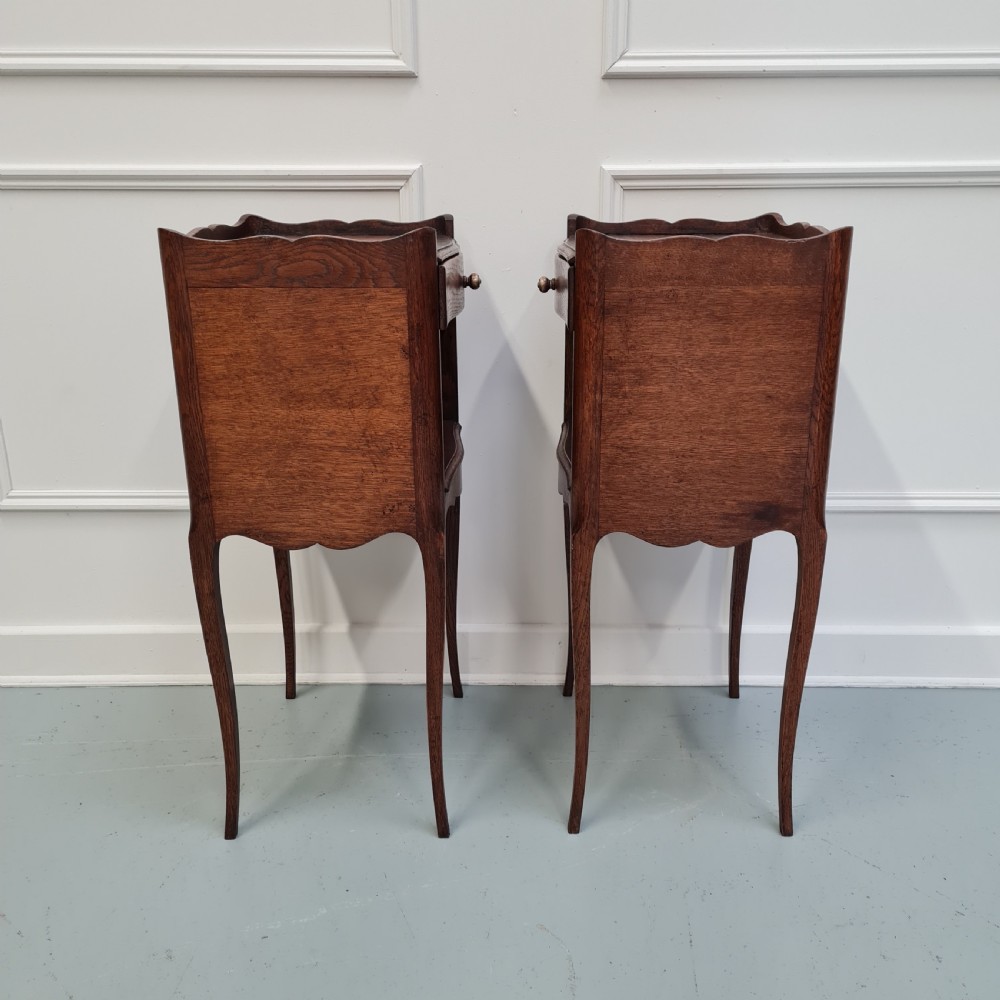 Pair of Antique Oak French Bedside Tables c1930 View IV