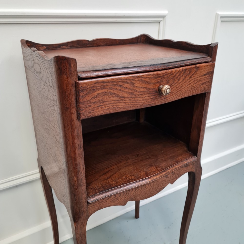 Pair of Antique Oak French Bedside Tables c1930 View V