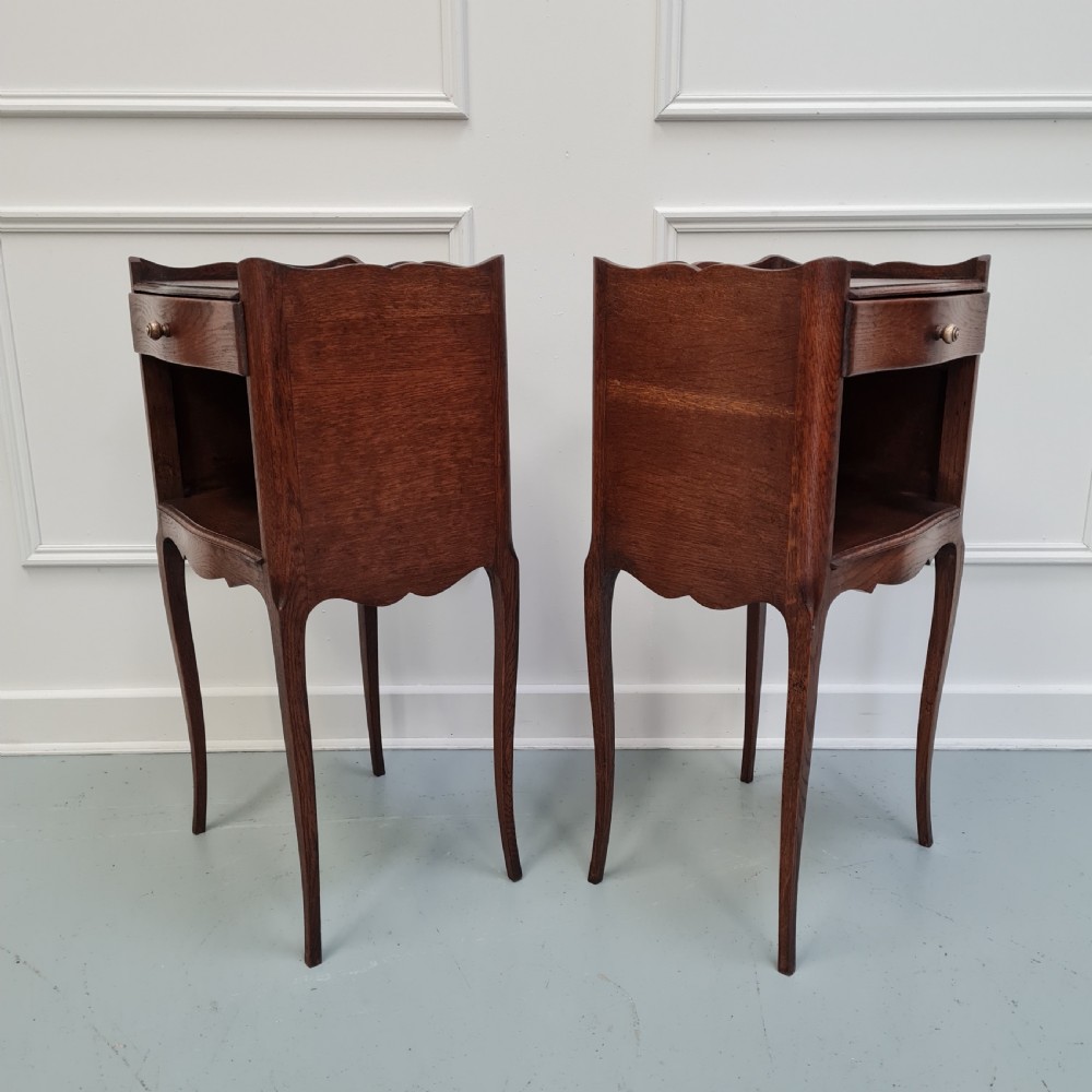 Pair of Antique Oak French Bedside Tables c1930 View VII