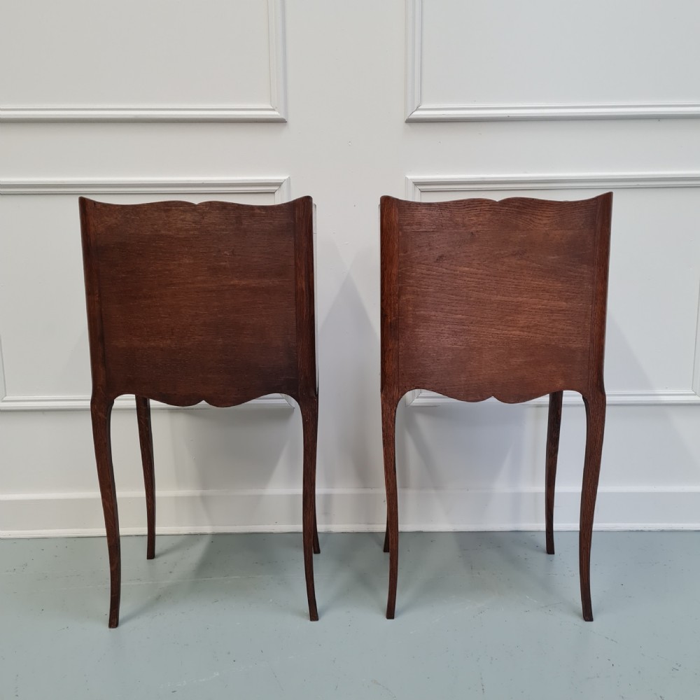 Pair of Antique Oak French Bedside Tables c1930 View IX
