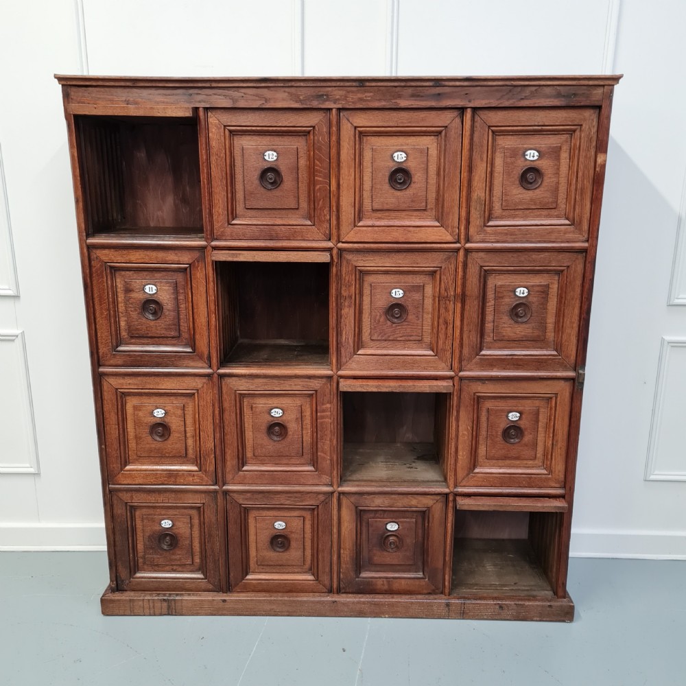 Amazing Set of Oak French Lockers c1880 View VII