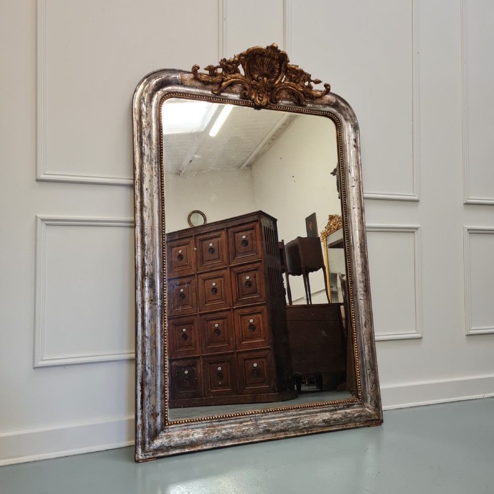 Beautiful French Silver Mirror with Crest C1890