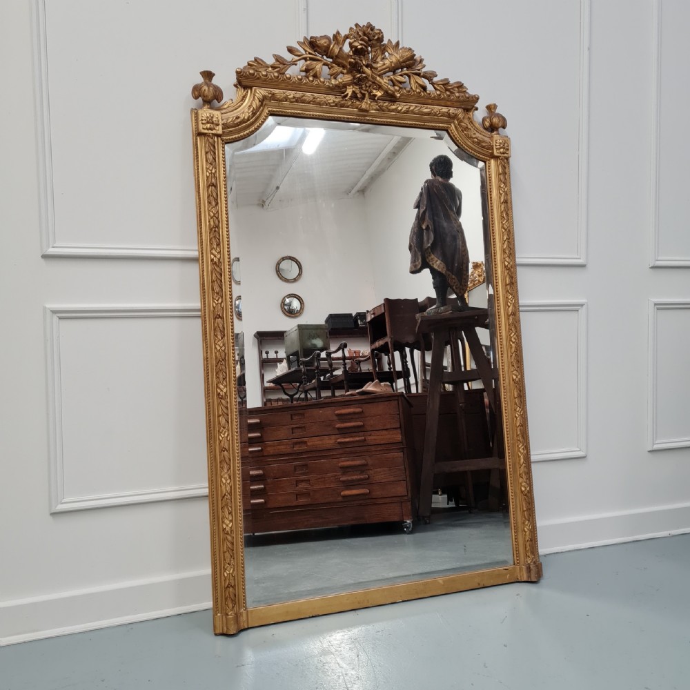 Antique Gilded French Mirror with Quiver and Feathers C1890