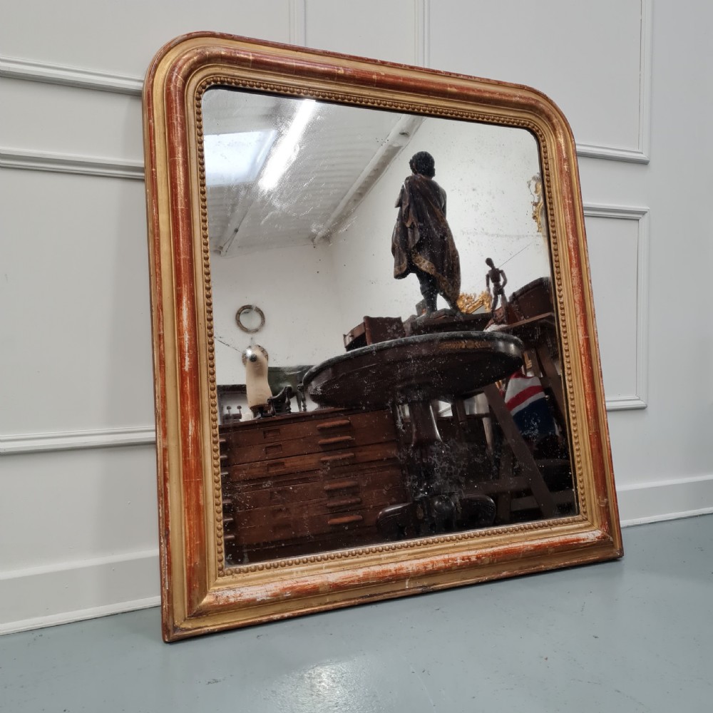 Wide Antique French Louis Philippe Mirror c1880