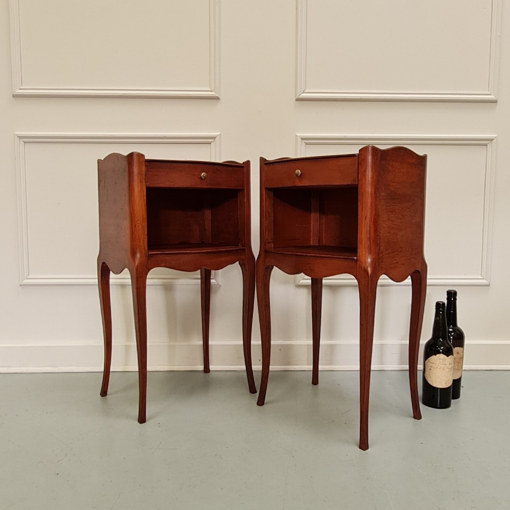 Pair of French Cherrywood Bedside Tables c1930