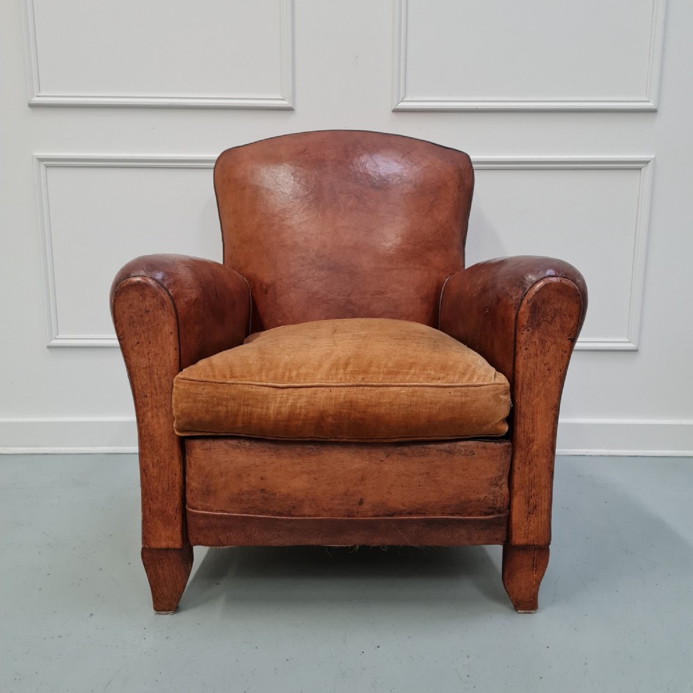 Handsome 1930's Leather French Club Chair