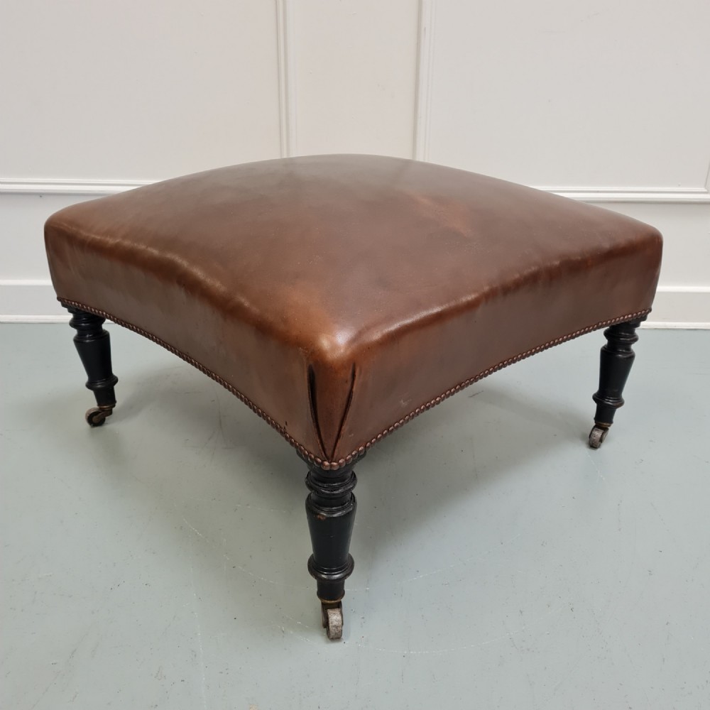 Antique Leather Footstool C1900