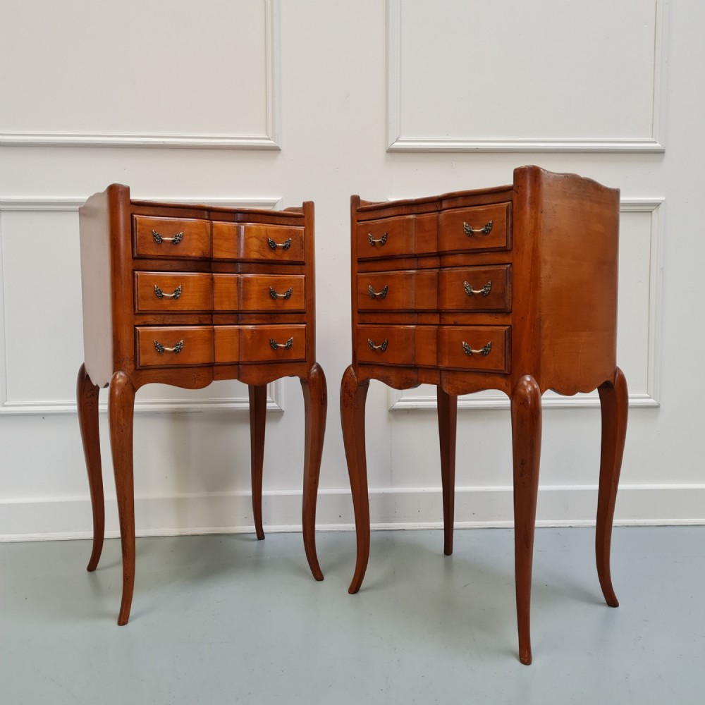 Pair of French Cherrywood Bedside Tables c1930