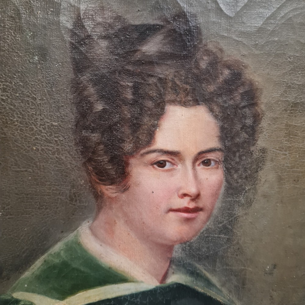 Charming Antique Oil Painting of Woman C1850