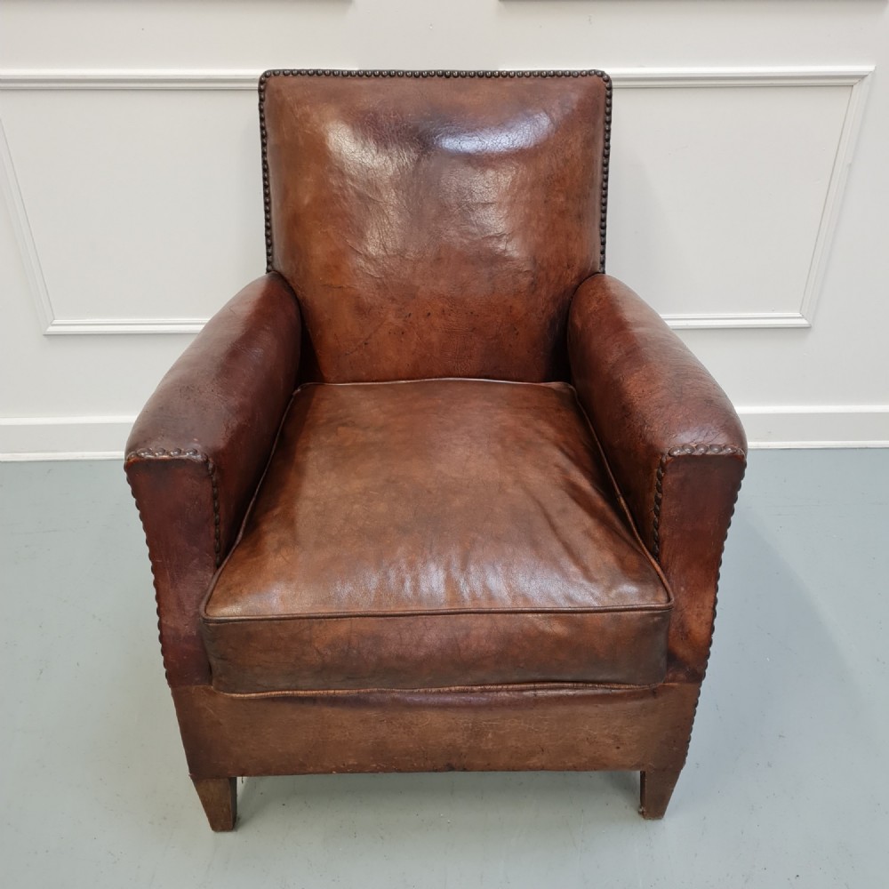 French Leather Club Chair C1920
