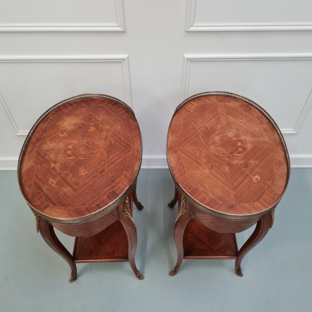 Fabulous Large Pair of French Bedside TablesC1920 View III
