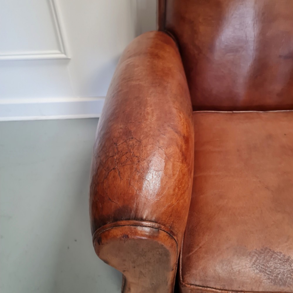 Lovely Pair Of 1930s French Leather Club Chairs View III
