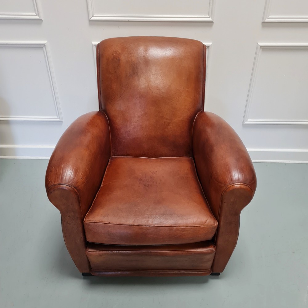 Lovely Pair Of 1930s French Leather Club Chairs View IX
