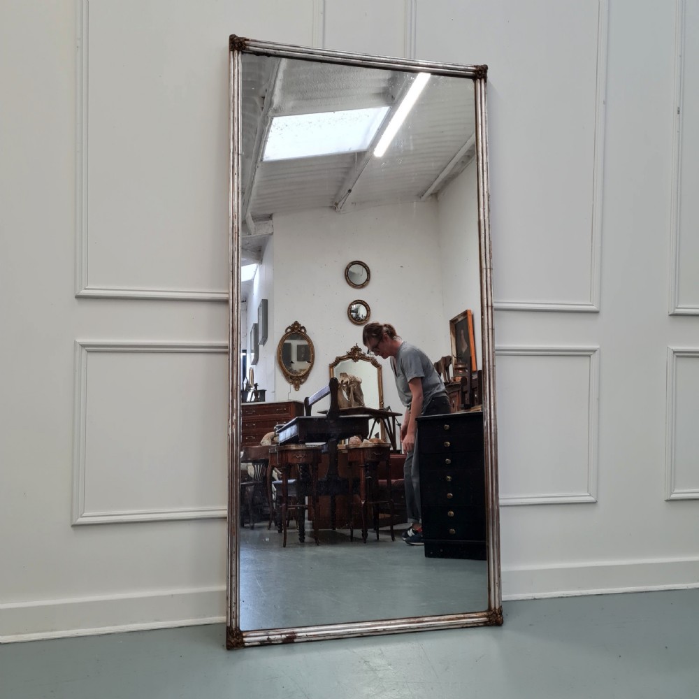 Large Antique French Silver Gilt Bistro Mirror c1850